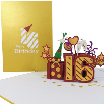 16th Birthday 3D Pop Up Card UK